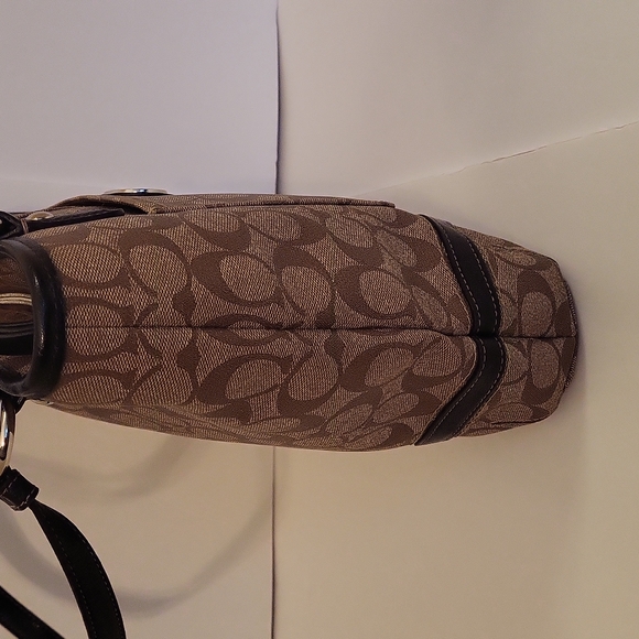 NWOT Coach Signature Logo Small Tote, Tan and Brown, Leather Trim - Picture 10 of 16